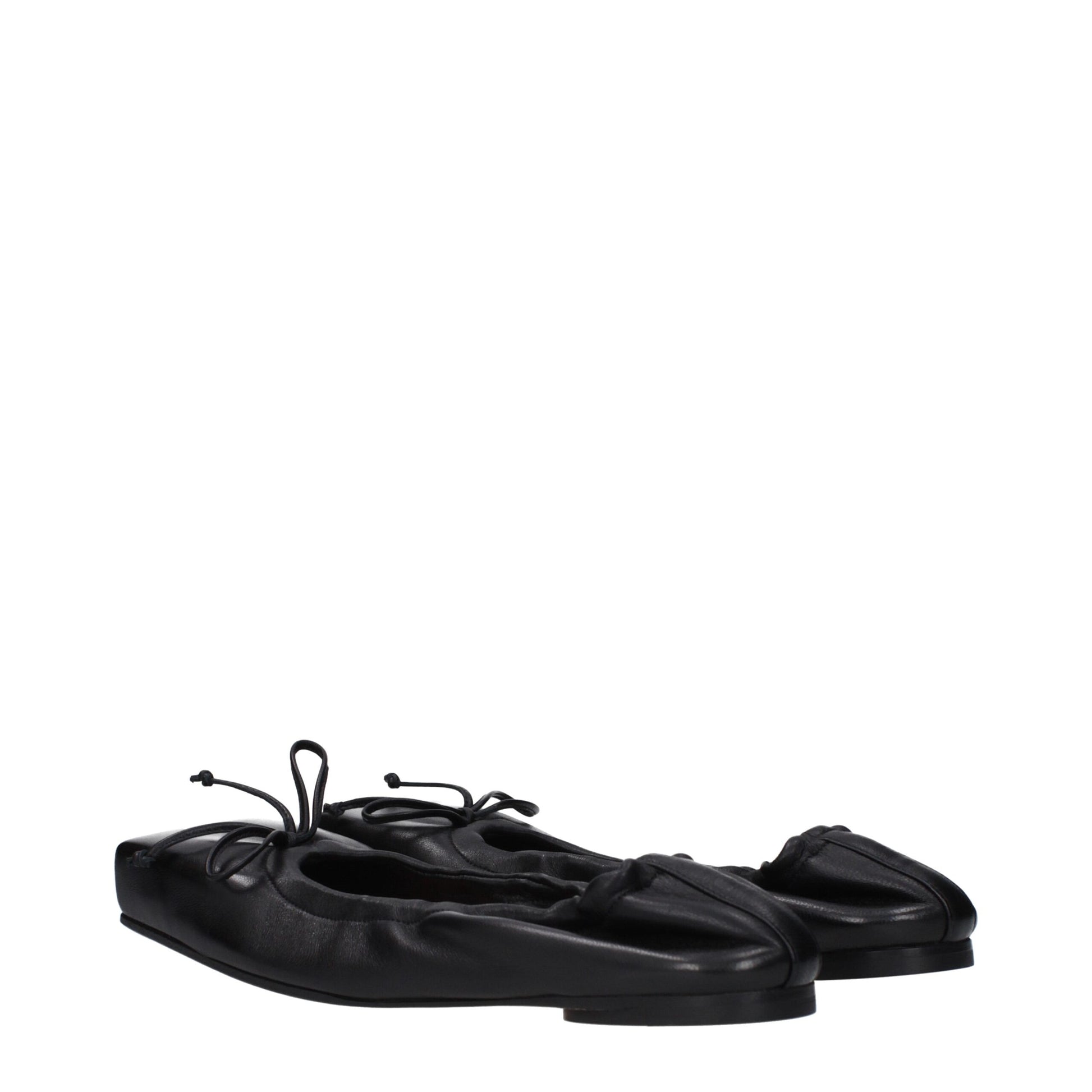 Ballerine Donna Jacquemus in Pelle Nera Punta Quadrata