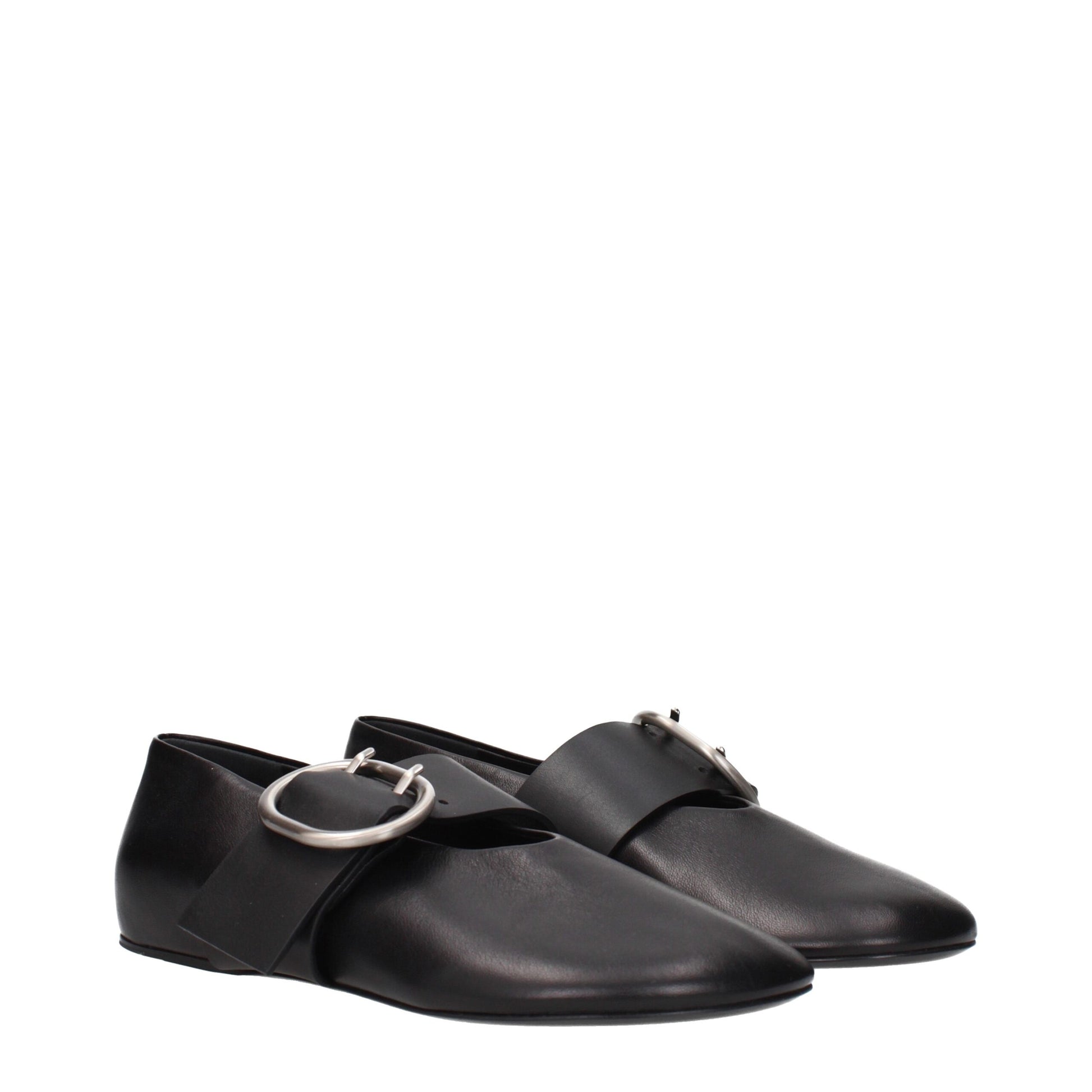 Ballerine Donna Jil Sander in Vera Pelle Nera Minimaliste