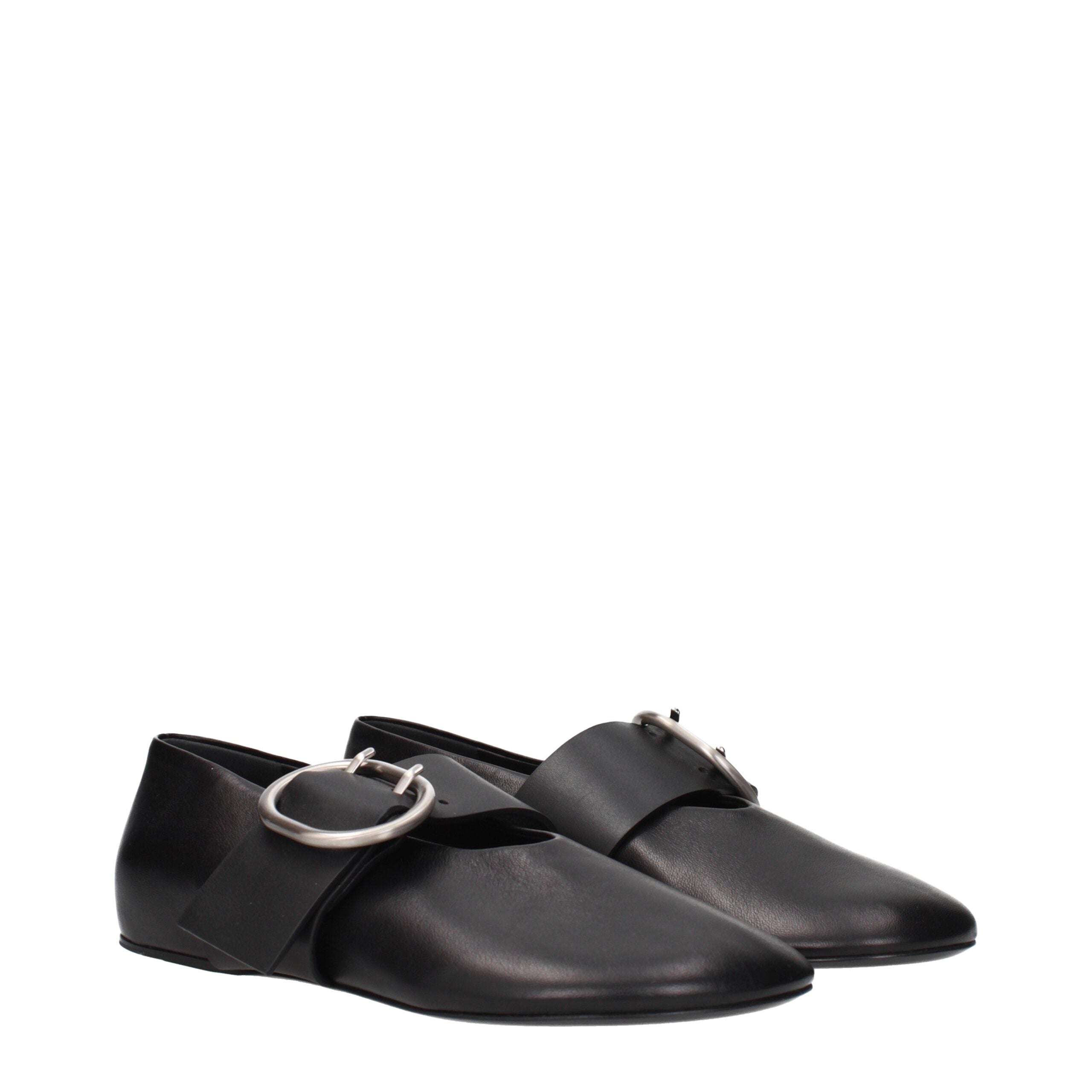 Ballerine Donna Jil Sander in Vera Pelle Nera Minimaliste
