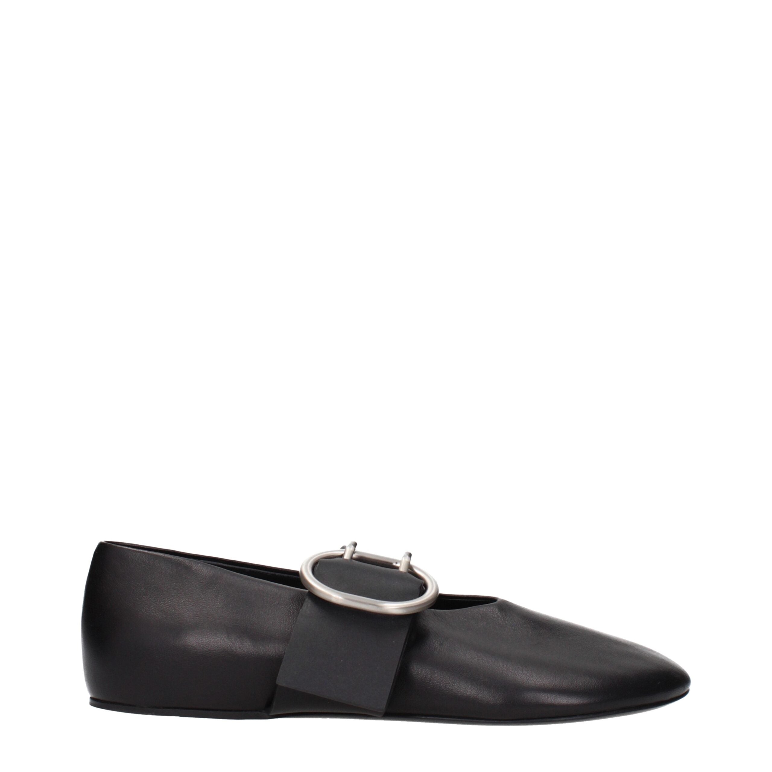 Ballerine Donna Jil Sander in Vera Pelle Nera Minimaliste