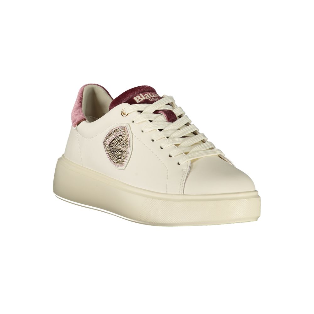 Blauer Sneakers Donna Bianche, Dettagli Rosa Antico e Strass