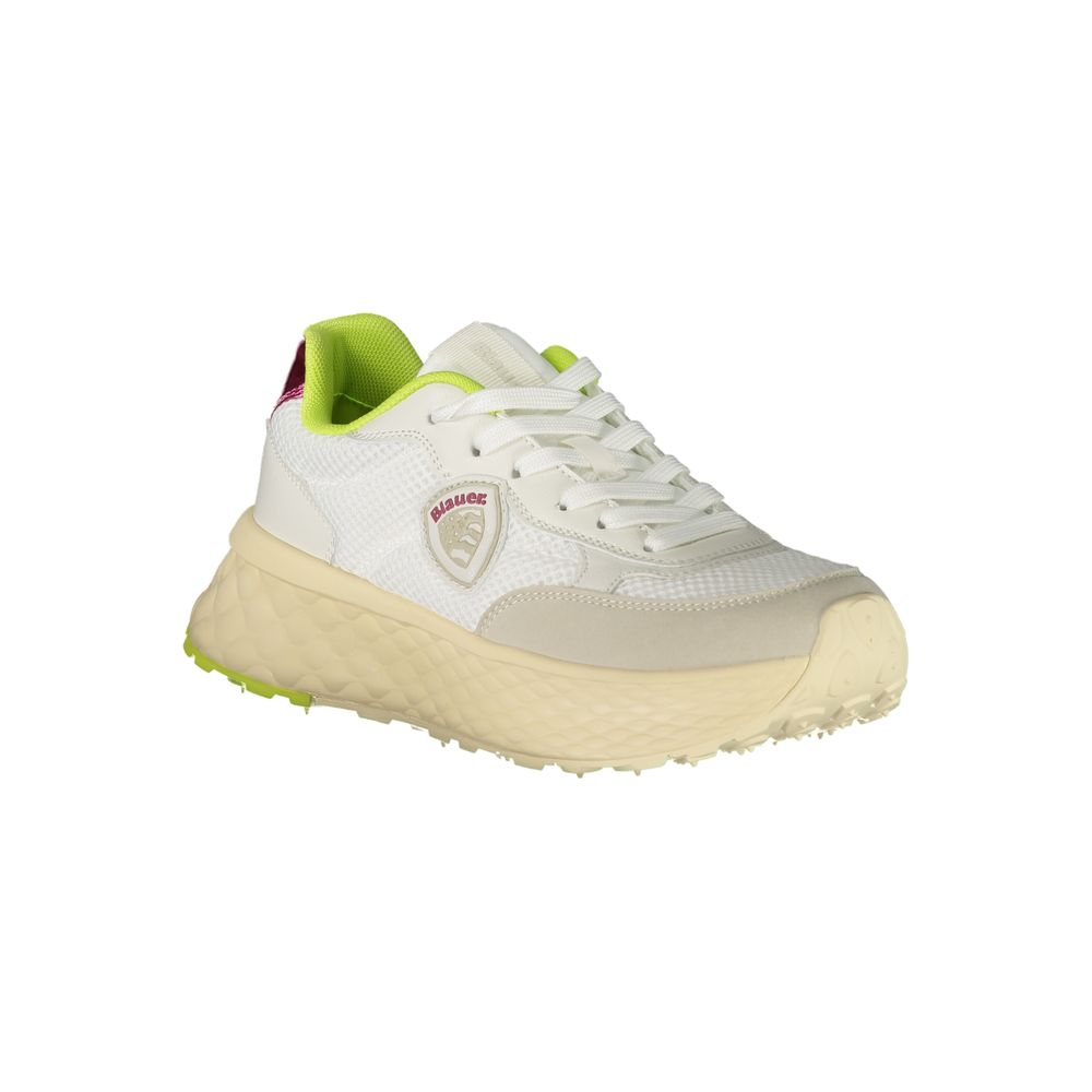 Blauer Sneakers Donna in Poliuretano Bianco, Dettagli Crema e Rosa
