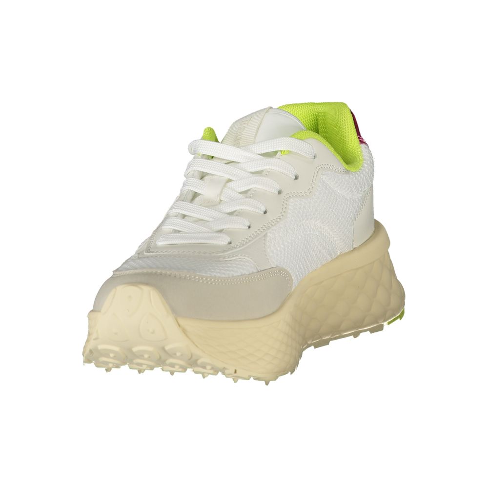 Blauer Sneakers Donna in Poliuretano Bianco, Dettagli Crema e Rosa