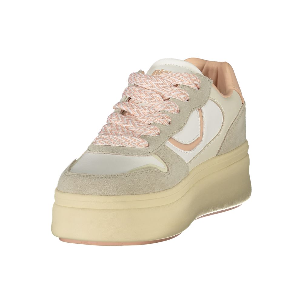 Blauer Sneakers Donna in Poliuretano Rosa, Dettagli Grigio a Contrasto