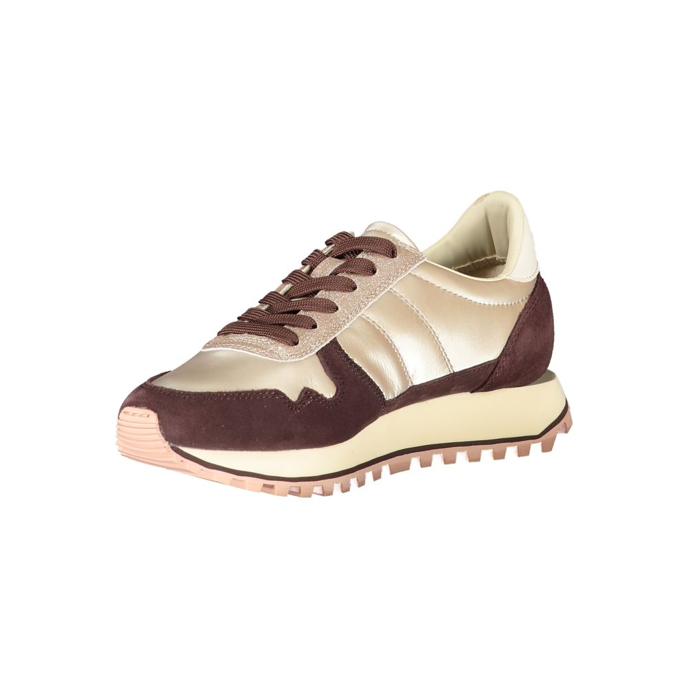 Blauer Sneakers Sportive Donna Beige, Dettagli Rosso Vino e Applique Logo