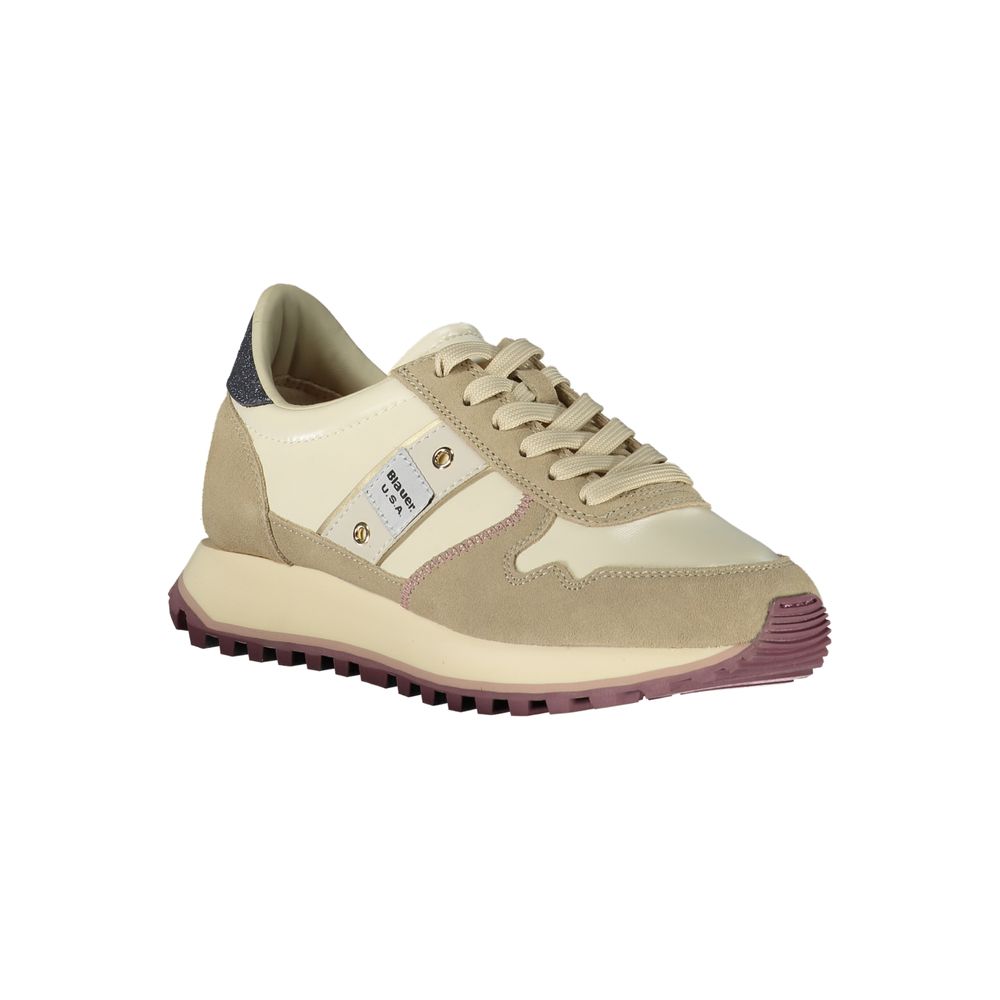 Blauer Sneakers Sportive Donna Beige, Dettagli a Contrasto e Logo Print