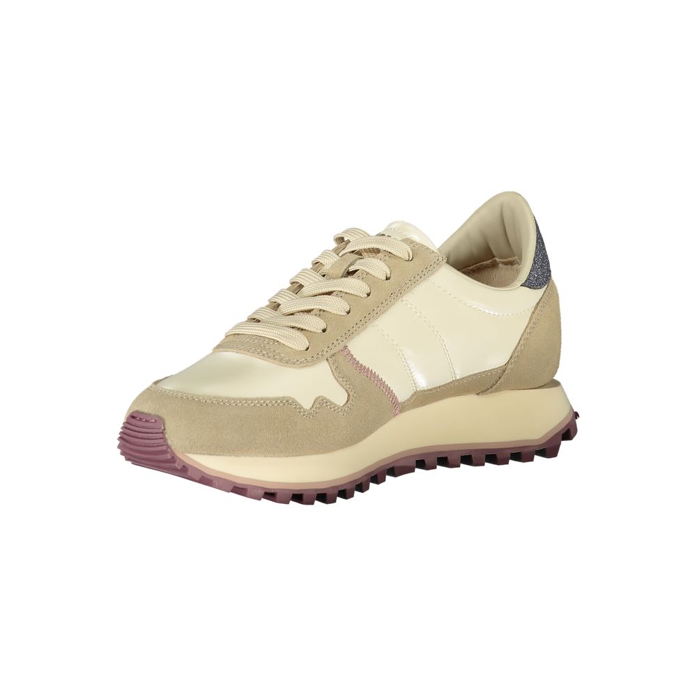 Blauer Sneakers Sportive Donna Beige, Dettagli a Contrasto e Logo Print