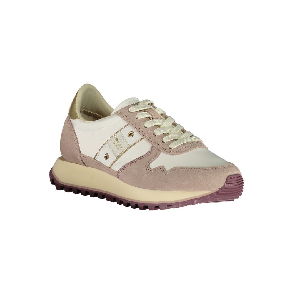 Blauer Sneakers Sportive Donna Bianche, Dettagli Viola/Oro e Lacci Extra