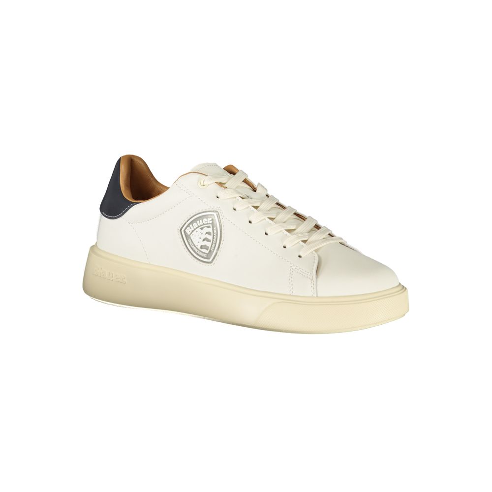 Blauer Sneakers Sportive Uomo Bianche, Accenti Blu e Suola a Contrasto