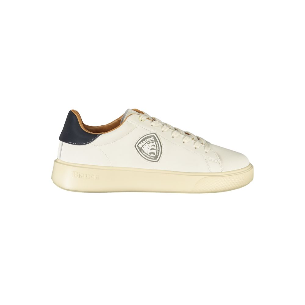 Blauer Sneakers Sportive Uomo Bianche, Accenti Blu e Suola a Contrasto