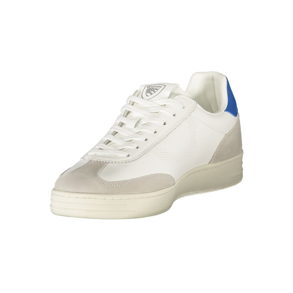 Blauer Sneakers Sportive Uomo Bianche, Dettagli Blu Royal a Contrasto e Soletta Removibile