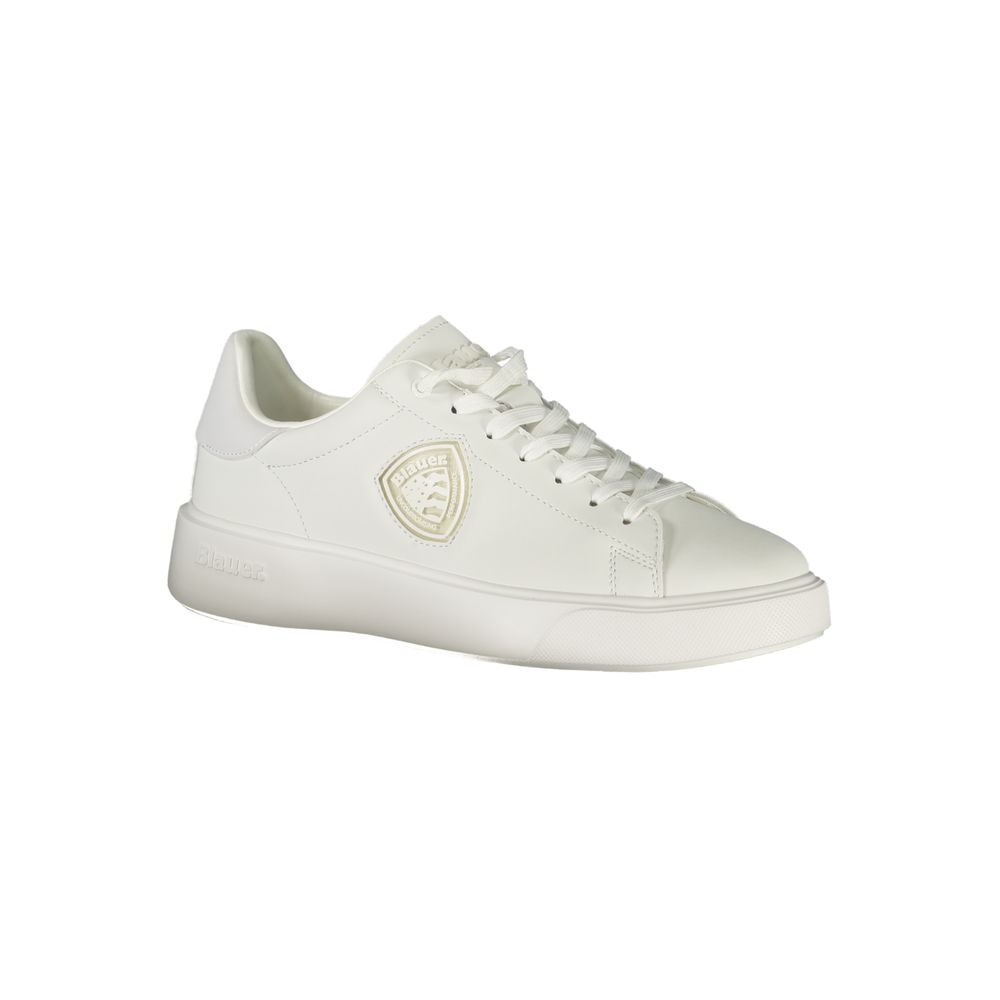 Blauer Sneakers Sportive Uomo Bianche, Dettagli Blu a Contrasto e Print