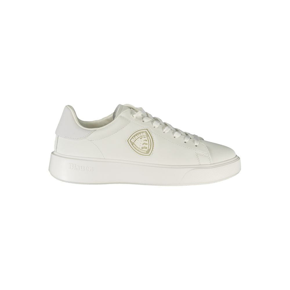 Blauer Sneakers Sportive Uomo Bianche, Dettagli Blu a Contrasto e Print