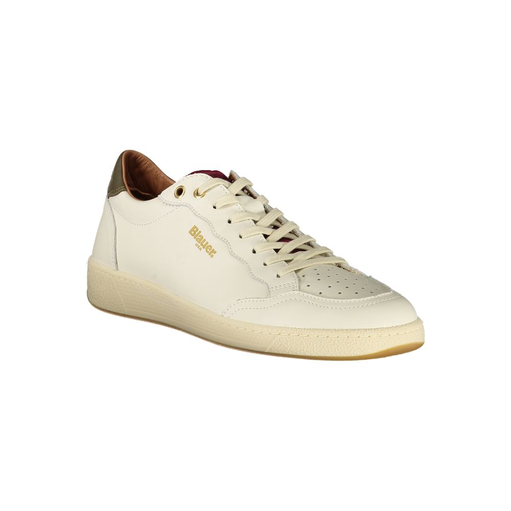 Blauer Sneakers Sportive Uomo Bianche, Dettagli Verdi a Contrasto e Soletta Removibile