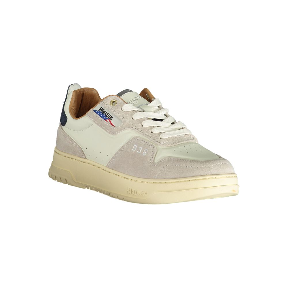 Blauer Sneakers Sportive Uomo Bianche, Dettagli a Contrasto e Ricamo Logo