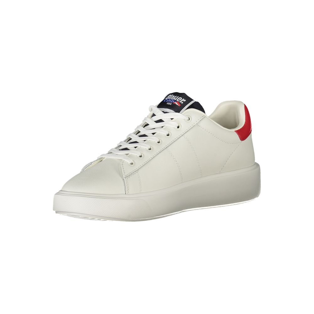 Blauer Sneakers Sportive Uomo Bianche in Pelle, Dettagli a Contrasto e Print