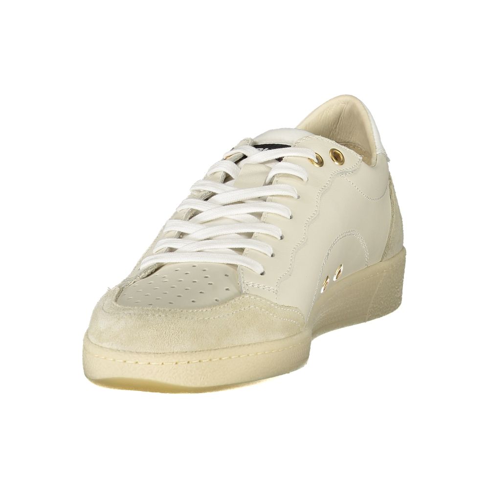 Blauer Sneakers Sportive Uomo Bianche in Pelle, Dettagli a Contrasto e Soletta Removibile