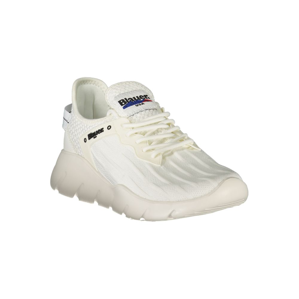 Blauer Sneakers Sportive Uomo Bianche in Poliestere, Dettagli a Contrasto e Logo