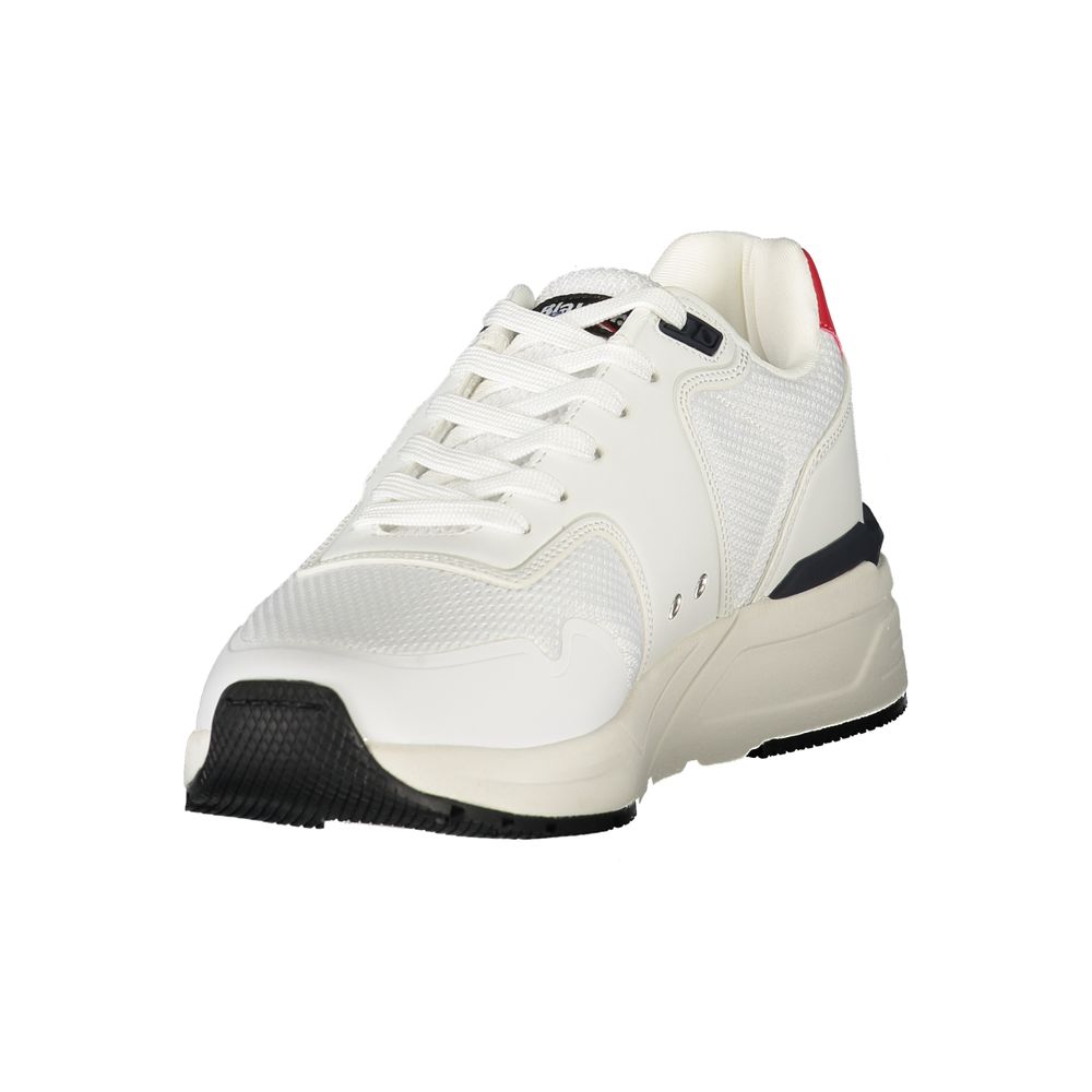 Blauer Sneakers Sportive Uomo Bianche in Poliestere, Dettagli a Contrasto e Logo