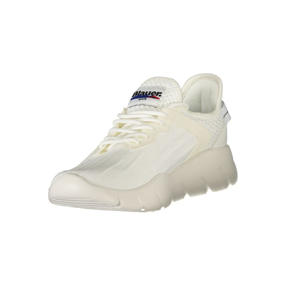 Blauer Sneakers Sportive Uomo Bianche in Poliestere, Dettagli a Contrasto e Logo
