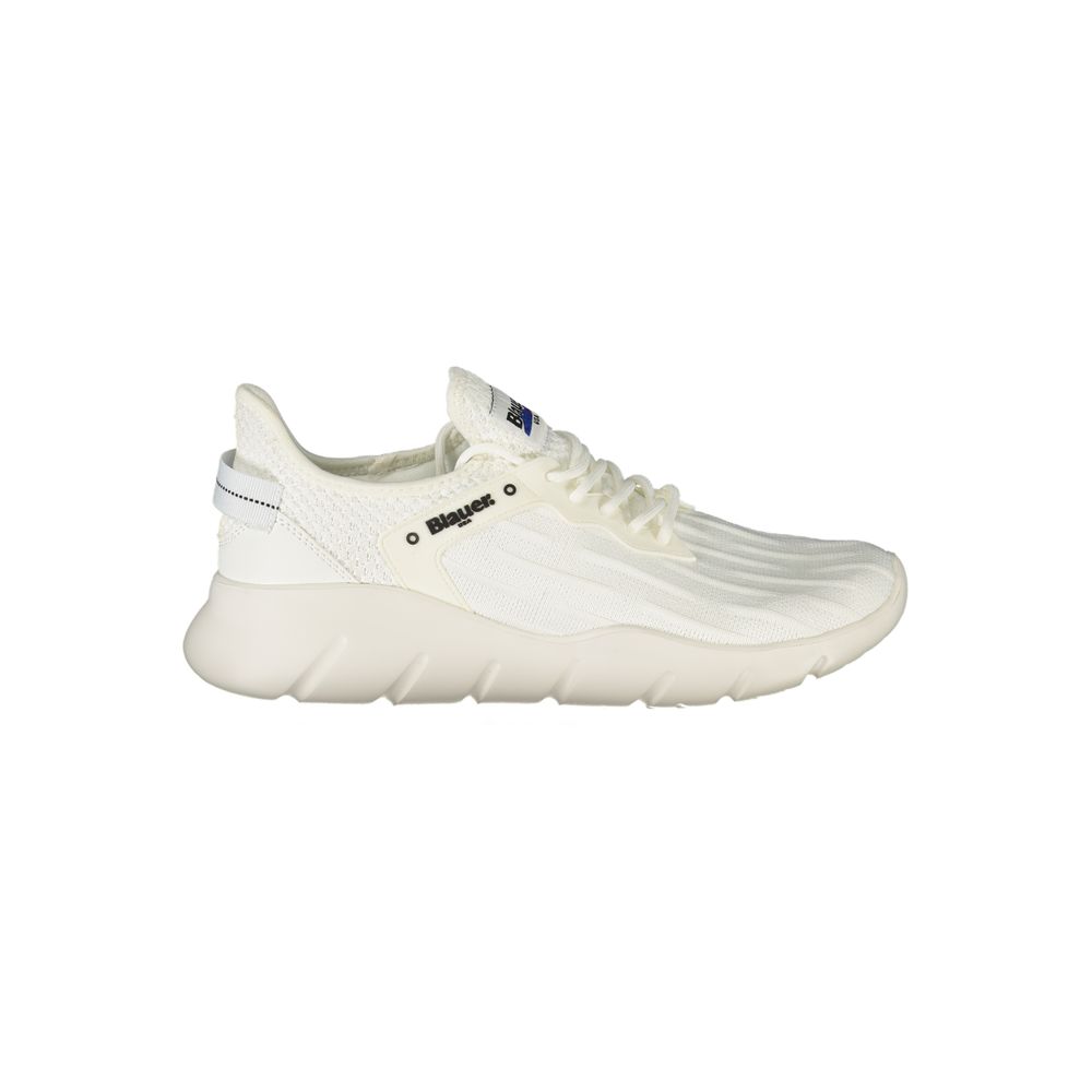 Blauer Sneakers Sportive Uomo Bianche in Poliestere, Dettagli a Contrasto e Logo
