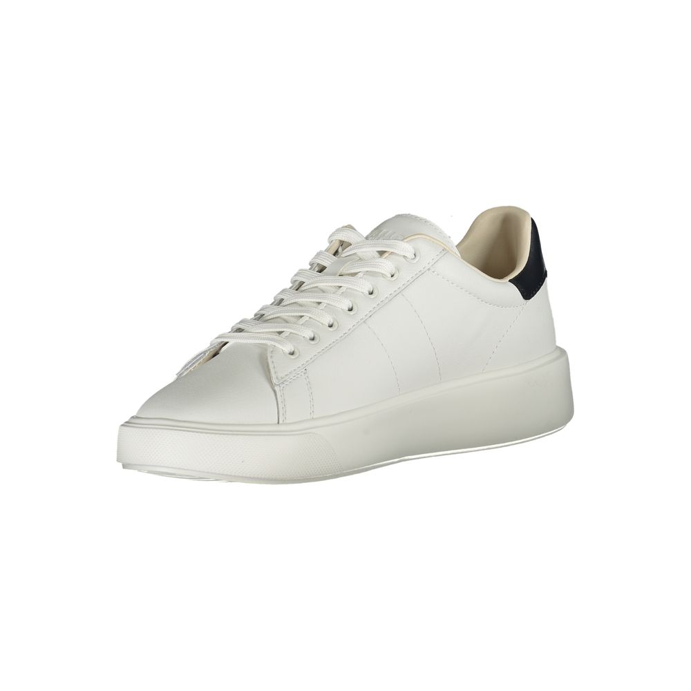 Blauer Sneakers Sportive Uomo Bianche in Polietilene, Dettagli Blu a Contrasto