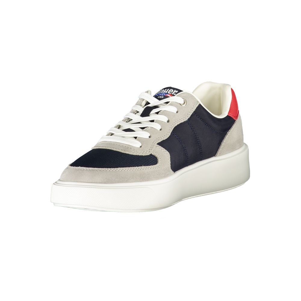 Blauer Sneakers Sportive Uomo Blu in Pelle, Dettagli a Contrasto e Logo
