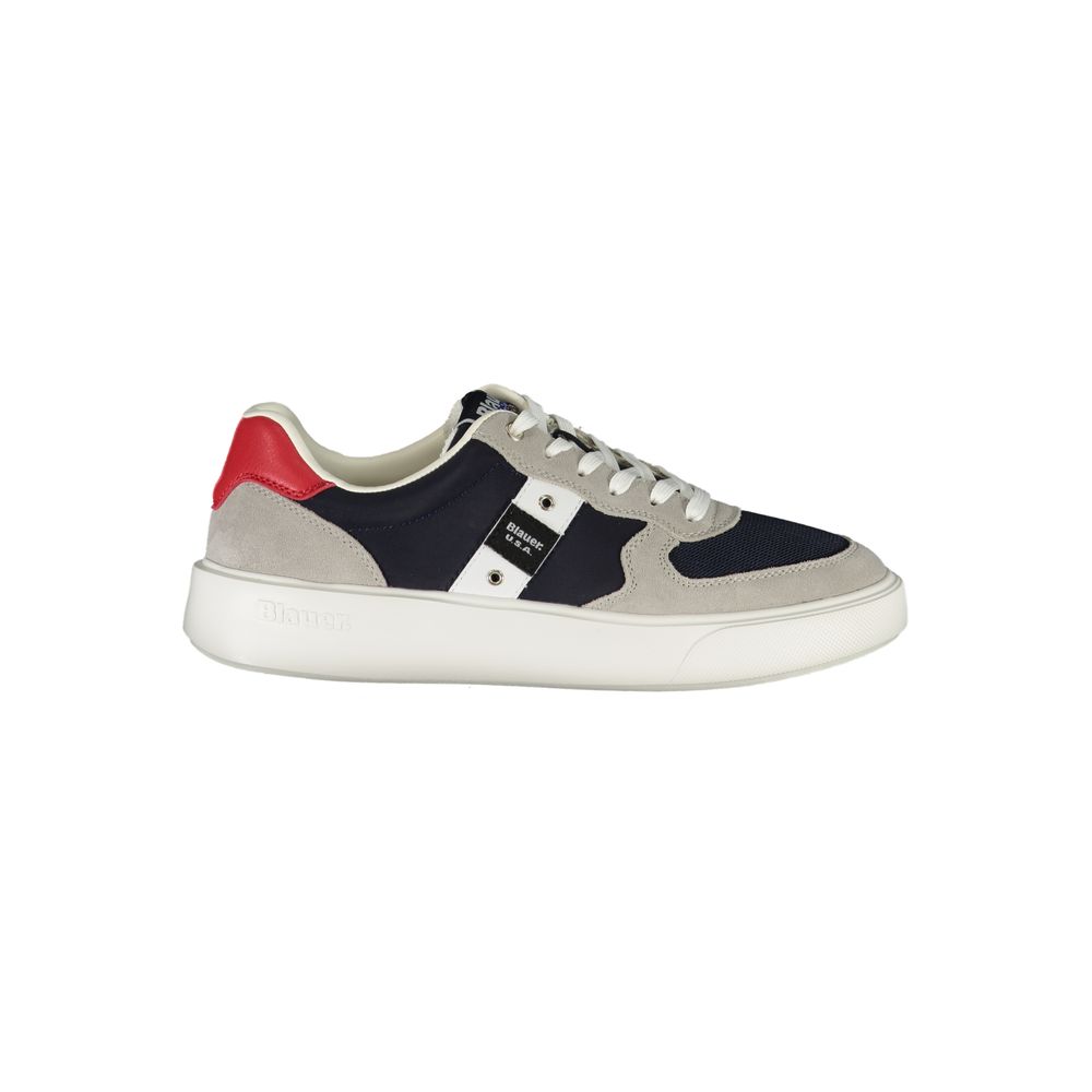 Blauer Sneakers Sportive Uomo Blu in Pelle, Dettagli a Contrasto e Logo