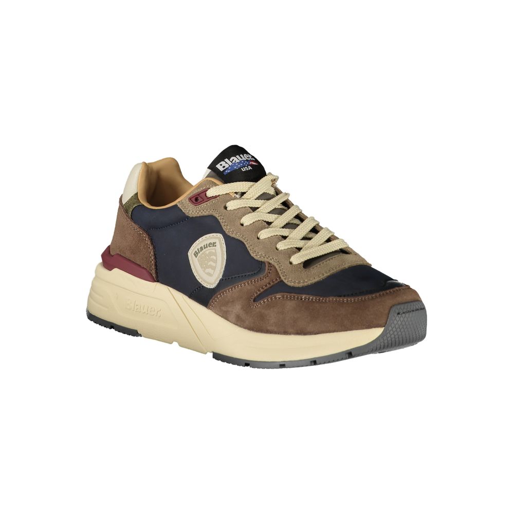Blauer Sneakers Sportive Uomo Blu in Pelle, Dettagli a Contrasto e Soletta Removibile