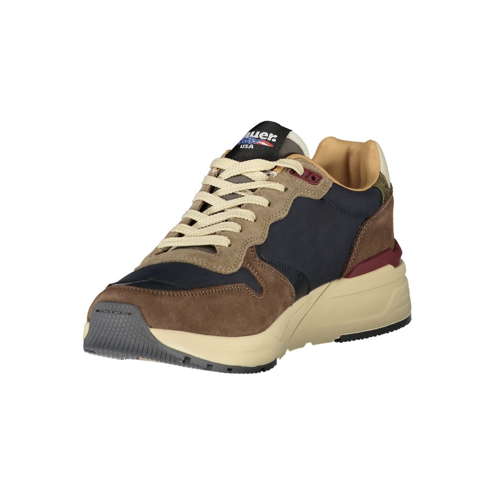 Blauer Sneakers Sportive Uomo Blu in Pelle, Dettagli a Contrasto e Soletta Removibile