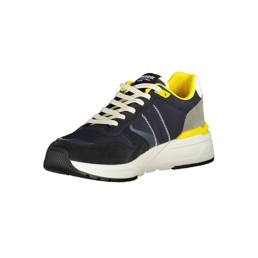Blauer Sneakers Sportive Uomo Blu in Poliestere, Dettagli Gialli a Contrasto