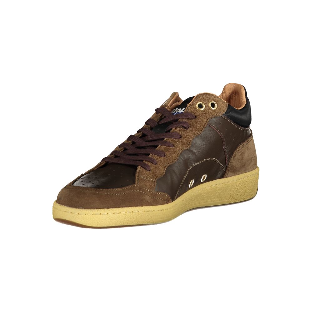 Blauer Sneakers Sportive Uomo Marroni in Pelle, Dettagli a Contrasto e Soletta Removibile