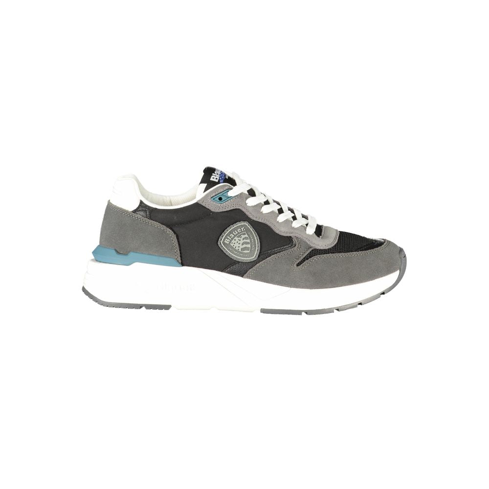 Blauer Sneakers Sportive Uomo Nere in Pelle, Dettagli a Contrasto e Logo