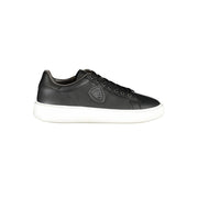 Blauer Sneakers Sportive Uomo Nere in Pelle, Dettagli a Contrasto e Print