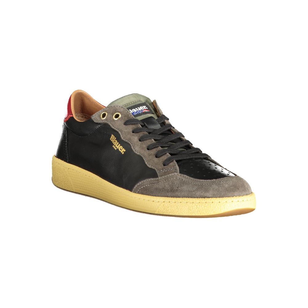 Blauer Sneakers Sportive Uomo Nere in Pelle, Dettagli a Contrasto e Soletta Removibile