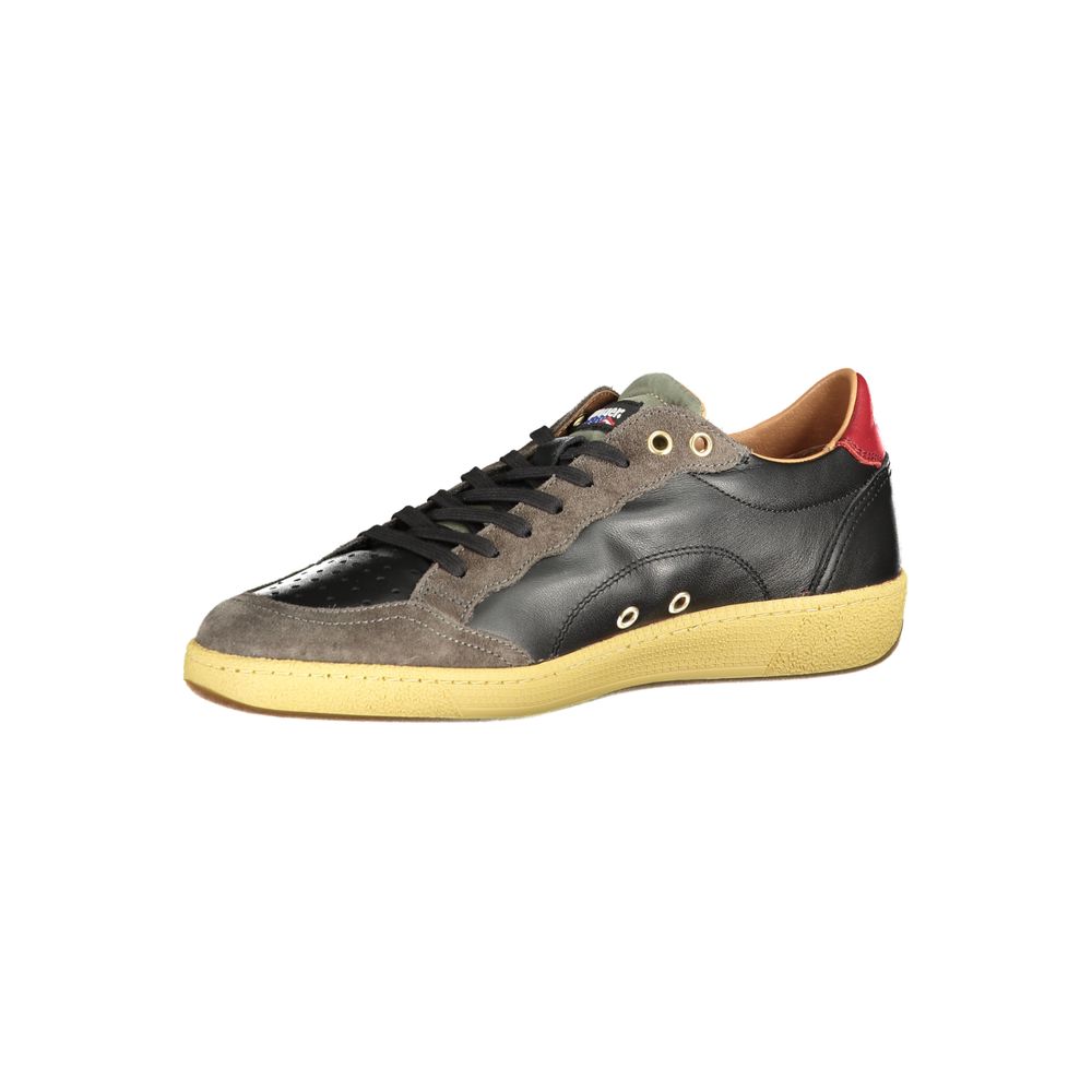 Blauer Sneakers Sportive Uomo Nere in Pelle, Dettagli a Contrasto e Soletta Removibile