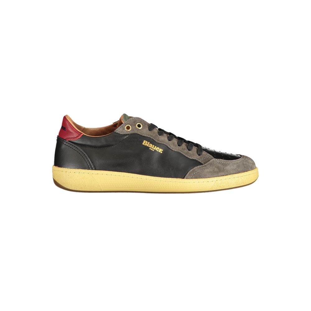 Blauer Sneakers Sportive Uomo Nere in Pelle, Dettagli a Contrasto e Soletta Removibile