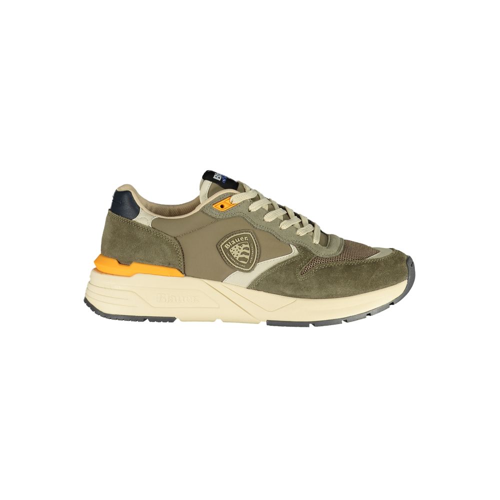Blauer Sneakers Sportive Uomo Verdi in Pelle, Dettagli a Contrasto e Logo