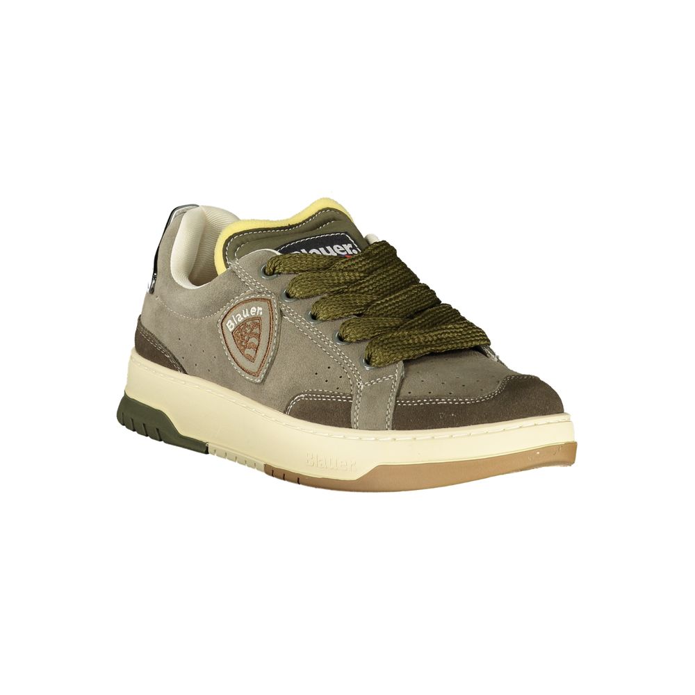 Blauer Sneakers Sportive Uomo Verdi in Pelle, Dettagli a Contrasto e Soletta Removibile