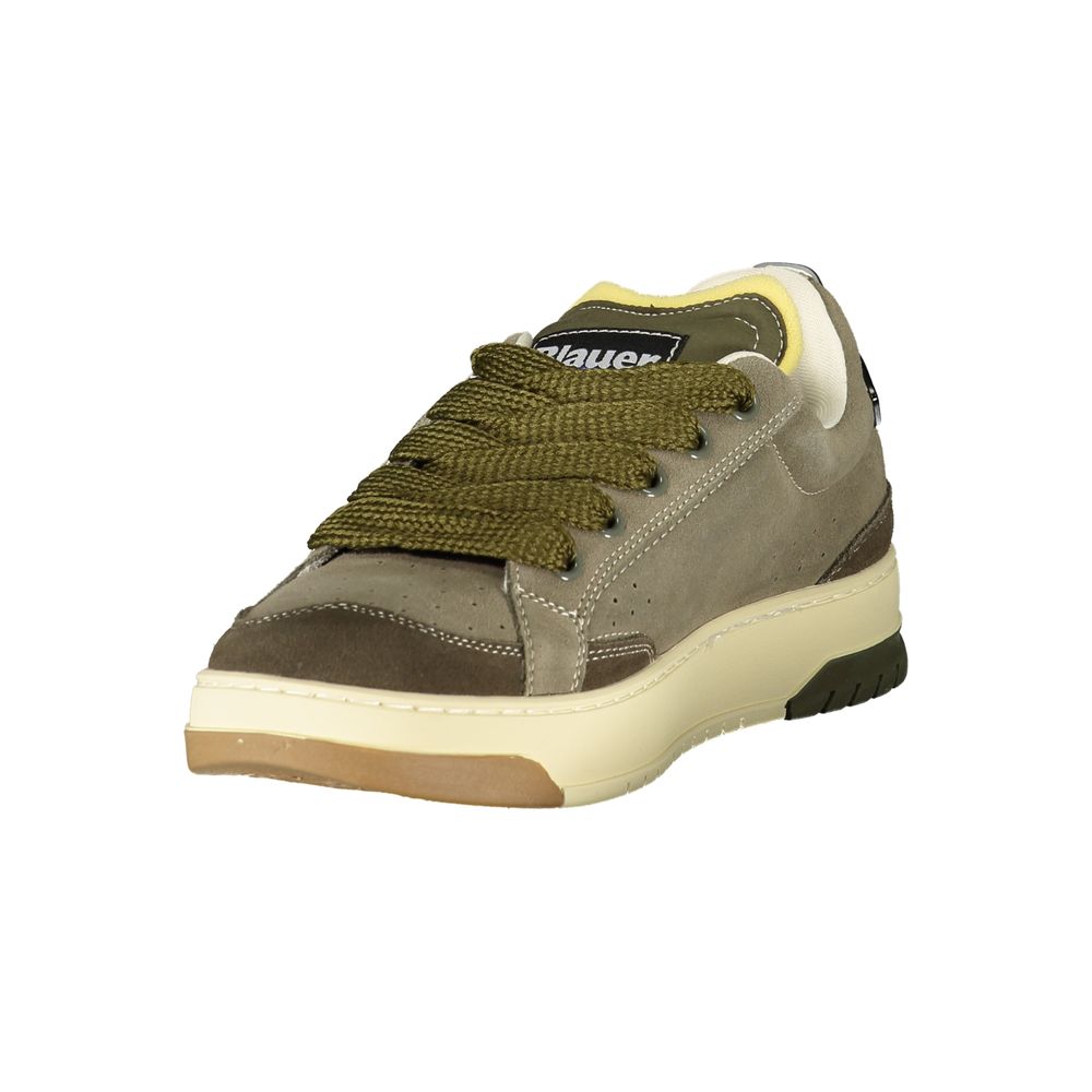 Blauer Sneakers Sportive Uomo Verdi in Pelle, Dettagli a Contrasto e Soletta Removibile