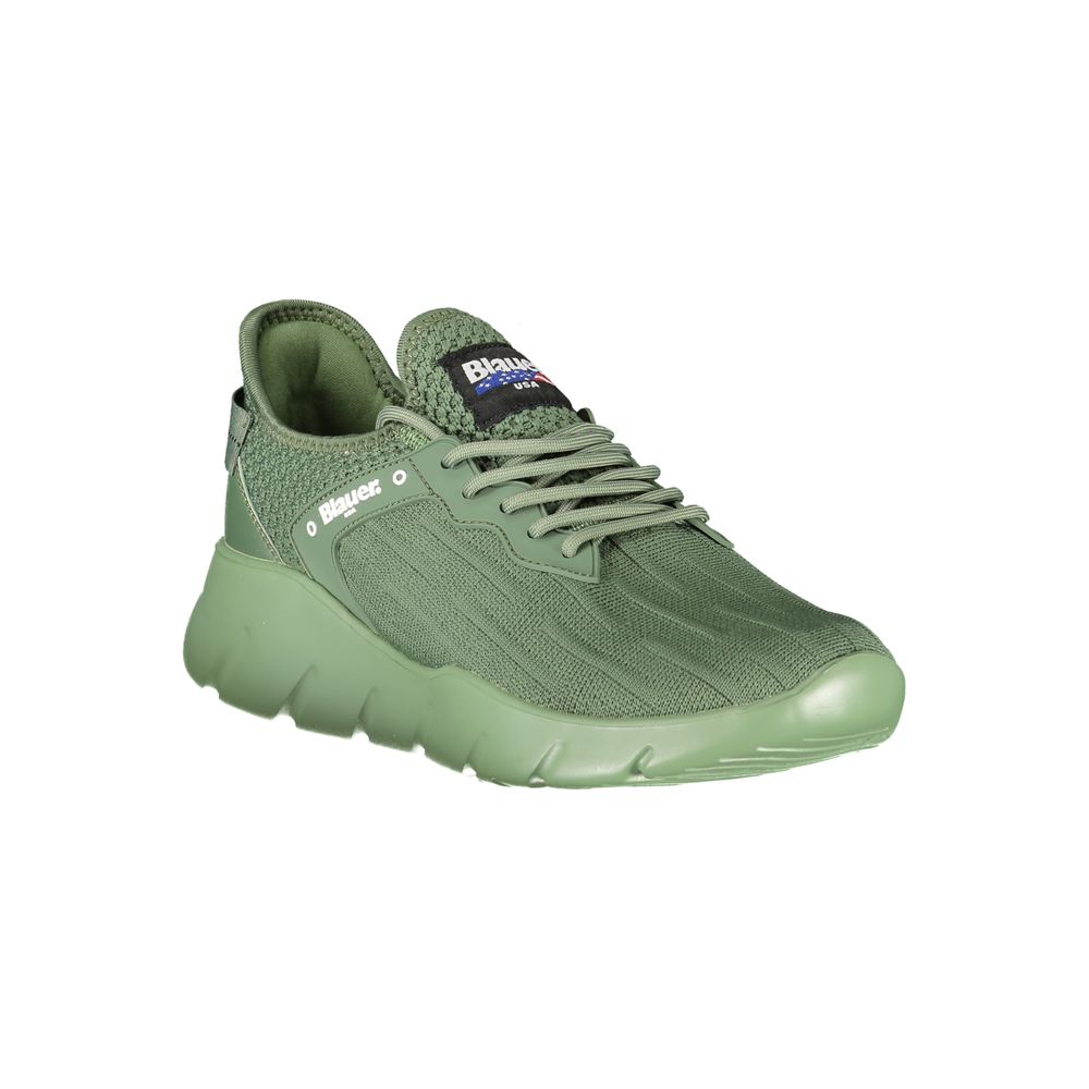 Blauer Sneakers Sportive Uomo Verdi in Poliestere, Dettagli a Contrasto e Print
