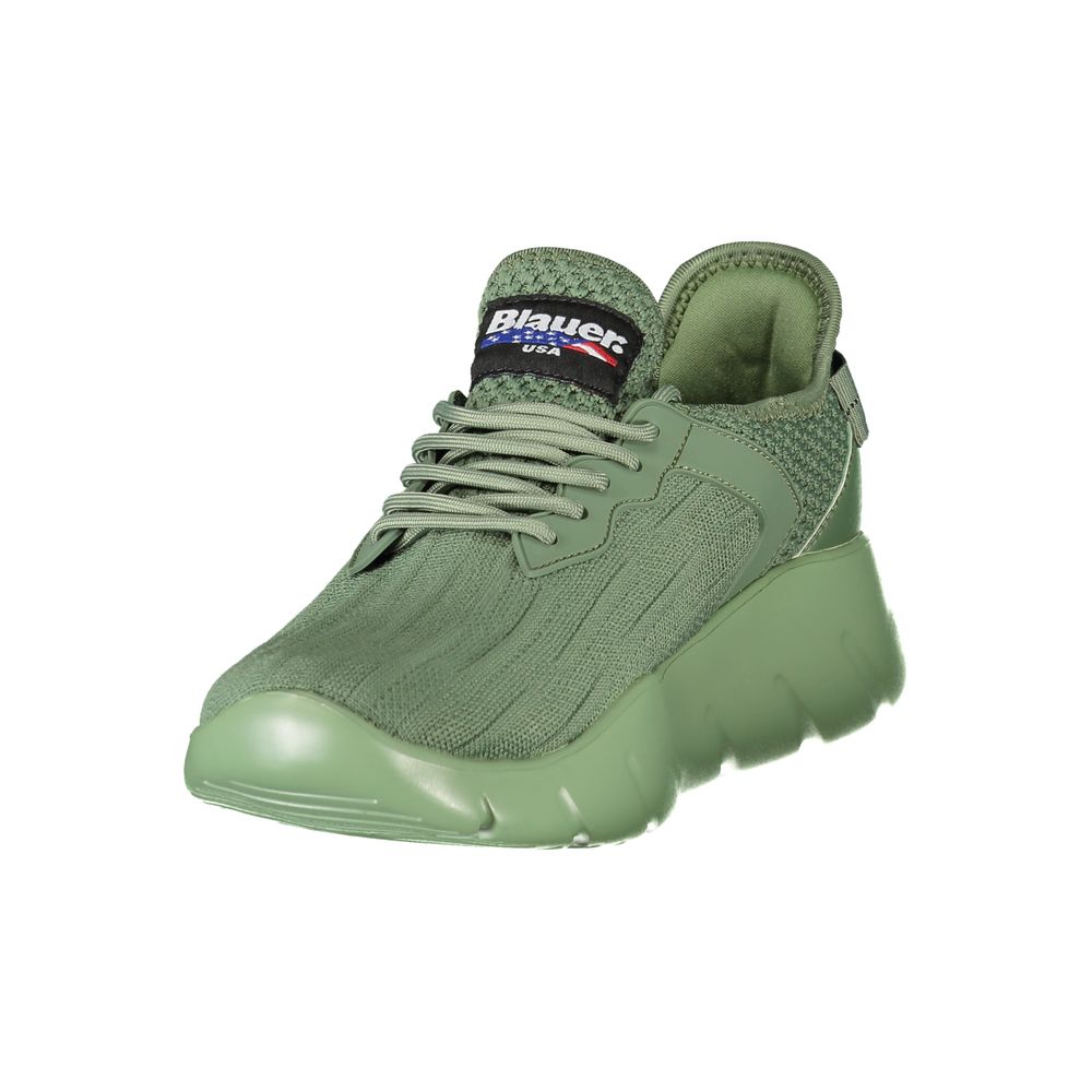 Blauer Sneakers Sportive Uomo Verdi in Poliestere, Dettagli a Contrasto e Print