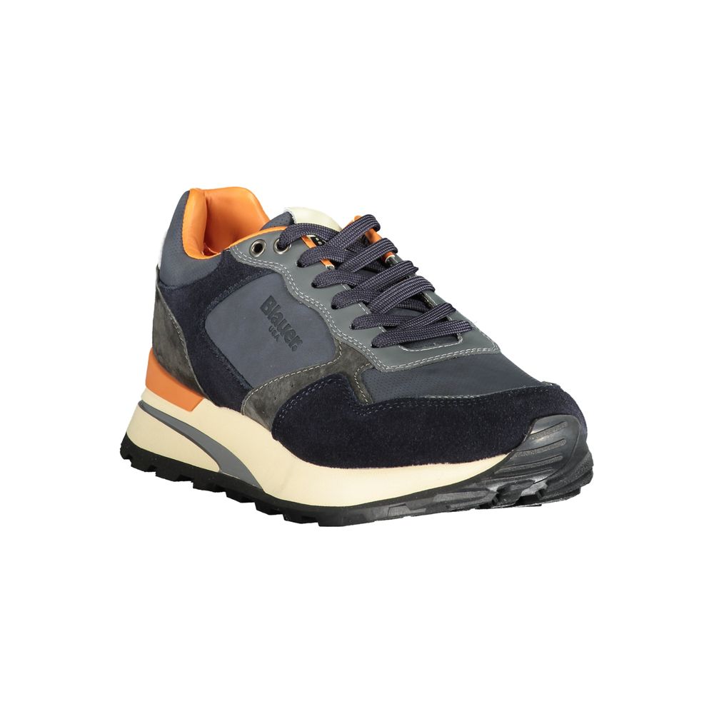 Blauer Sneakers Uomo Blu in Pelle, Dettagli a Contrasto e Soletta Removibile