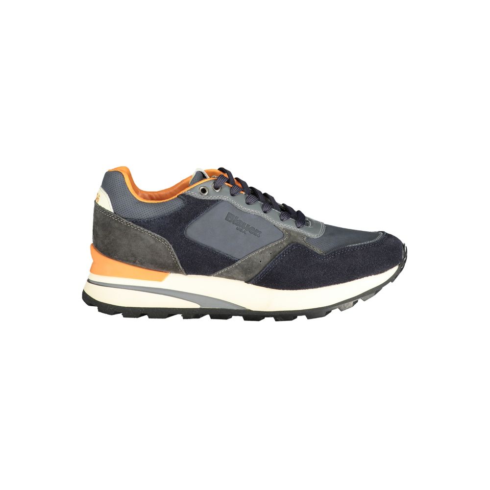 Blauer Sneakers Uomo Blu in Pelle, Dettagli a Contrasto e Soletta Removibile