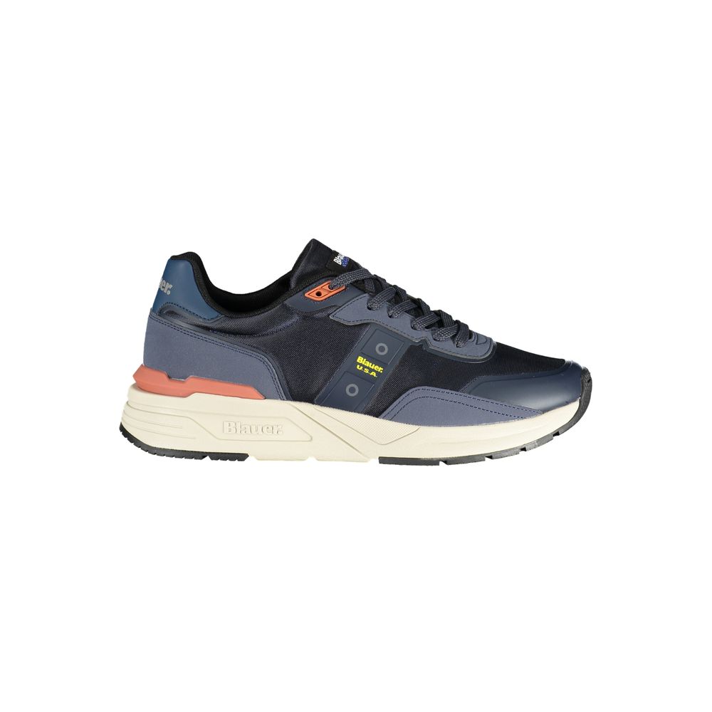 Blauer Sneakers Uomo Blu in Poliuretano, Dettagli a Contrasto e Logo