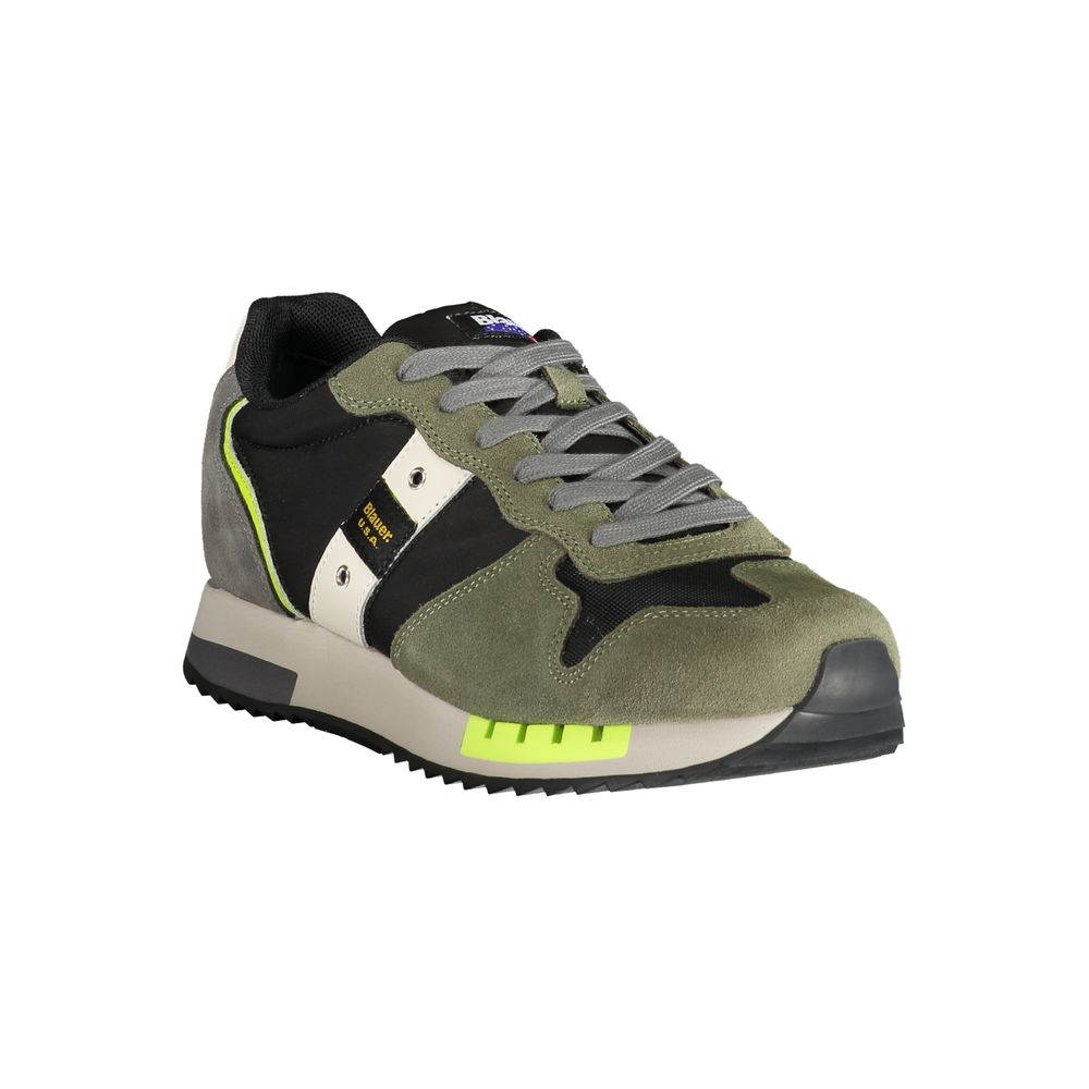 Blauer Sneakers Uomo Verdi in Poliuretano, Dettagli a Contrasto e Print
