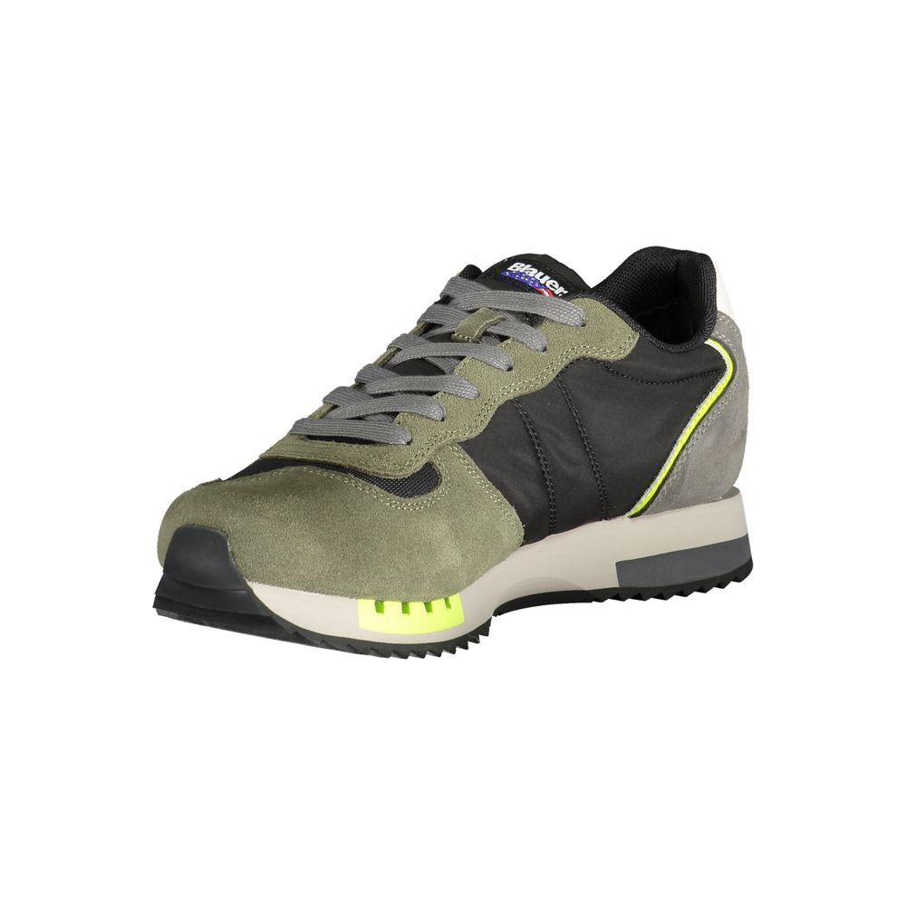 Blauer Sneakers Uomo Verdi in Poliuretano, Dettagli a Contrasto e Print