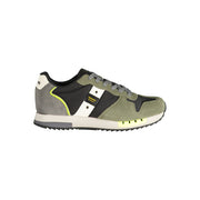 Blauer Sneakers Uomo Verdi in Poliuretano, Dettagli a Contrasto e Print