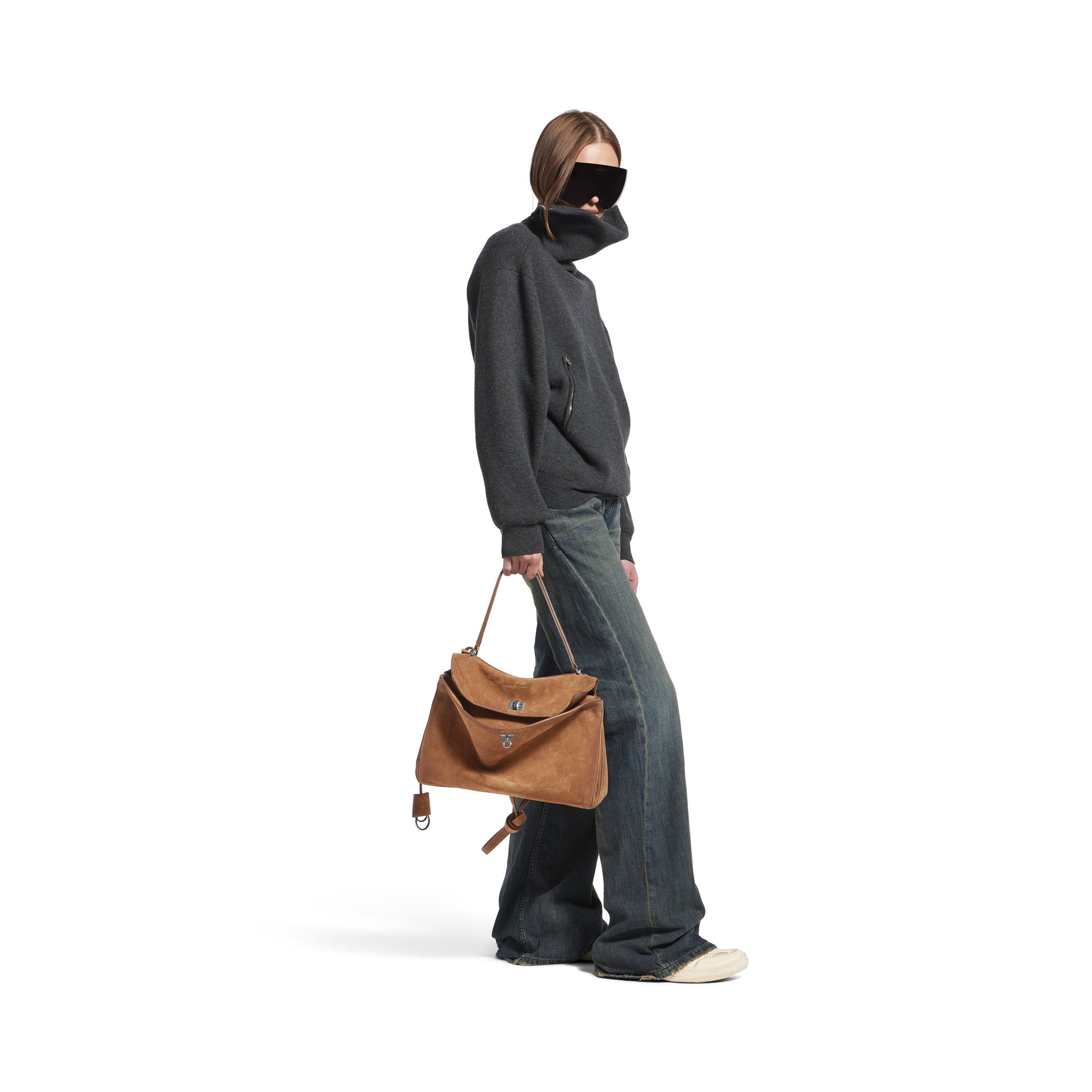 Borsa Balenciaga Rodeo Media Cammello