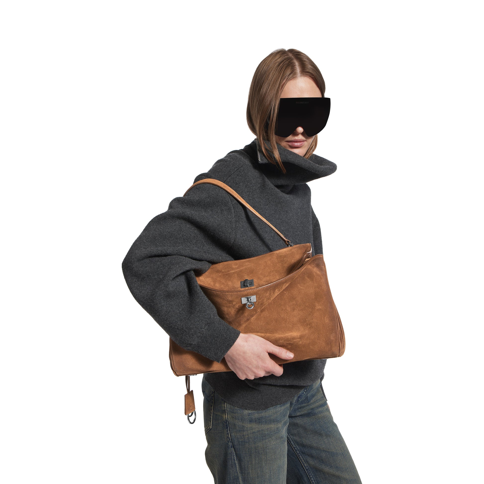 Borsa Balenciaga Rodeo Media Cammello